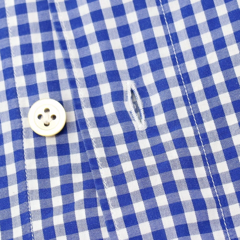 【中古】フィナモレ Finamore コットン ギンガムチェック セミワイドカラー カジュアルシャツ ダークブルーxホワイト【サイズ36】【 状態ランクB 】【 メンズ 】