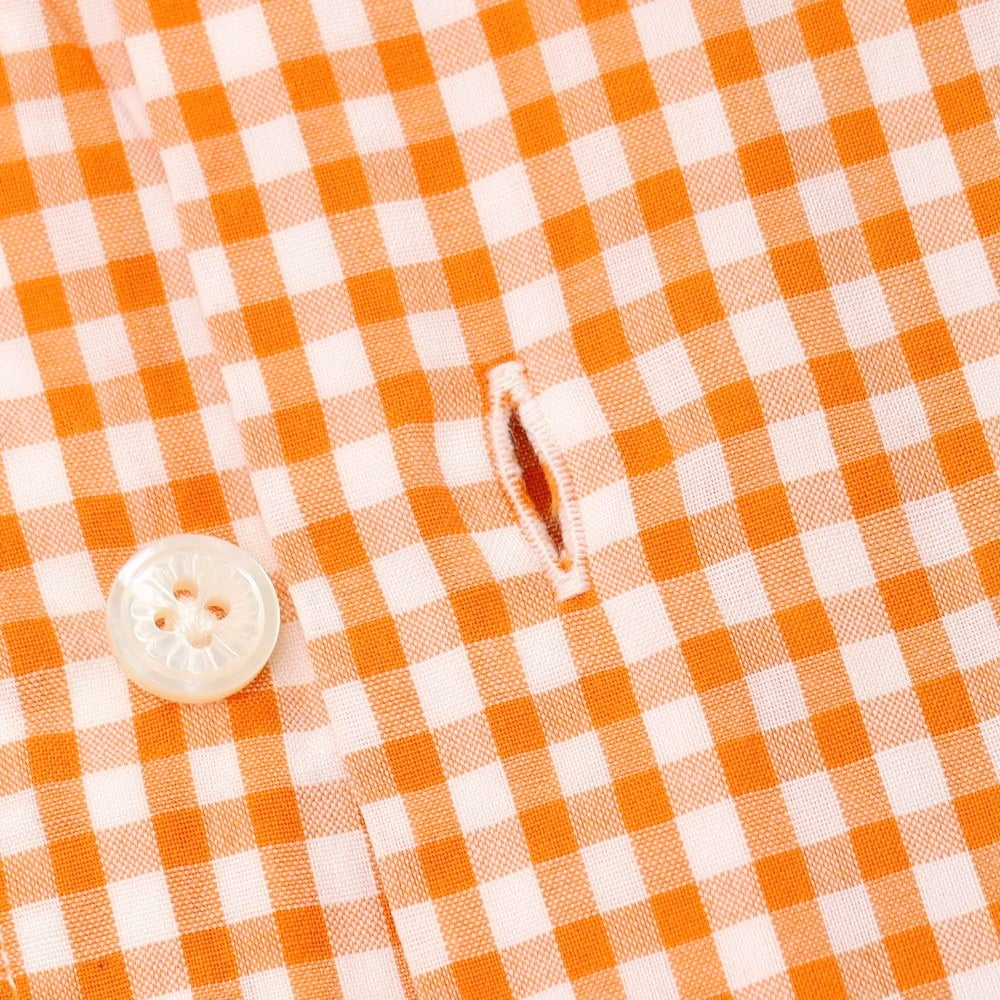 【中古】バルバ ダンディライフ BARBA DANDY LIFE コットン ギンガムチェック ホリゾンタルカラー カジュアルシャツ オレンジxホワイト【サイズ36】【 状態ランクB 】【 メンズ 】