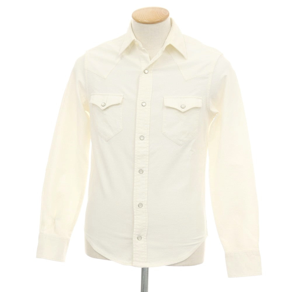 【中古】ダブルアールエル RRL DOUBLE RL コットン レギュラーカラー ウエスタンシャツ オフホワイト【サイズXS】【 状態ランクD 】【 メンズ 】