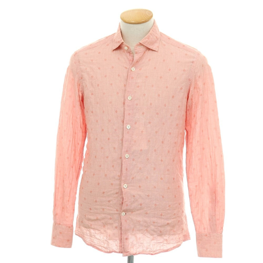 【中古】グランシャツ Glanshirt コットンポリエステル ドット ジャカード セミワイドカラー カジュアルシャツ ピンク系【サイズ37】【 状態ランクB 】【 メンズ 】