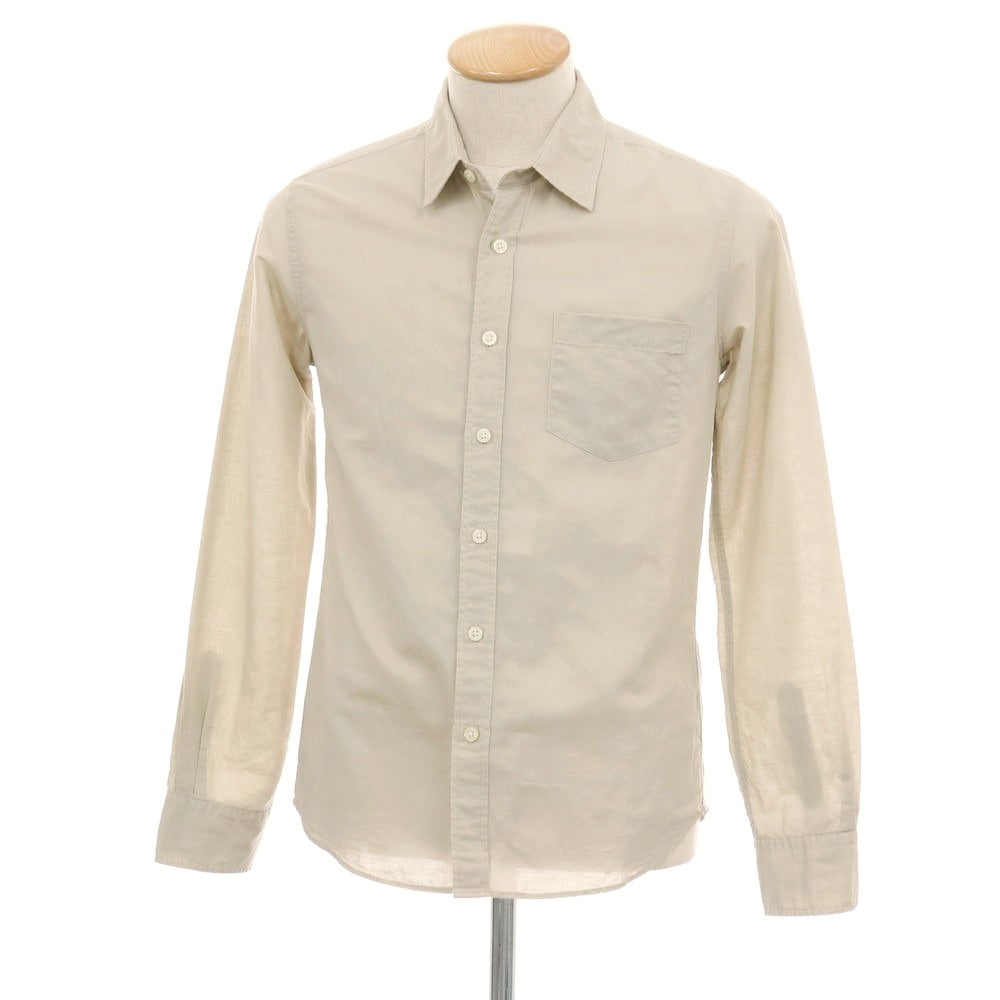 【中古】ナノユニバース nano universe コットンリネン レギュラーカラー カジュアルシャツ ベージュ【サイズS】【 状態ランクB 】【 メンズ 】