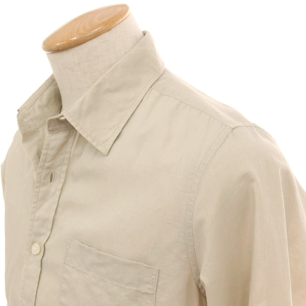 【中古】ナノユニバース nano universe コットンリネン レギュラーカラー カジュアルシャツ ベージュ【サイズS】【 状態ランクB 】【 メンズ 】