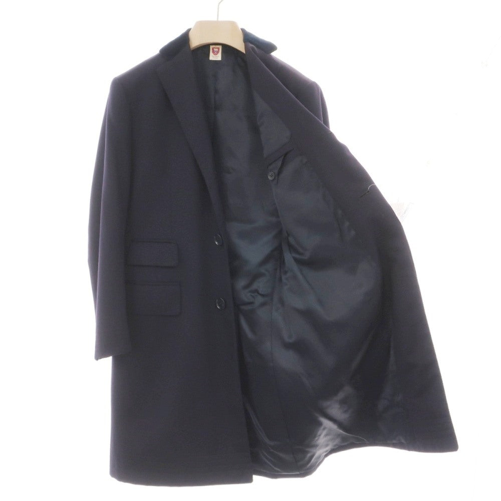 【中古】ペコラ 銀座 PECORA GINZA ウール系 カルゼ チェスターフィールドコート ネイビー【サイズ表記なし(S位)】【 状態ランクC 】【 メンズ 】