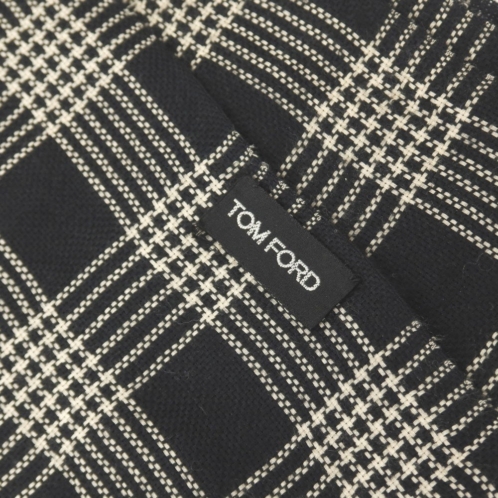 【中古】トムフォード TOM FORD カシミヤシルク チェック 大判 ストール ブラックxベージュ【 状態ランクC 】【 メンズ 】