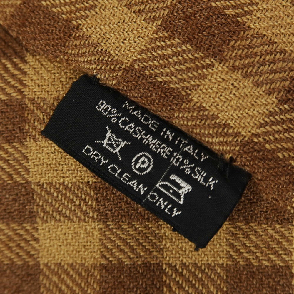 【中古】トムフォード TOM FORD カシミヤシルク チェック ストール キャメルブラウンxブラウン【 状態ランクC 】【 メンズ 】