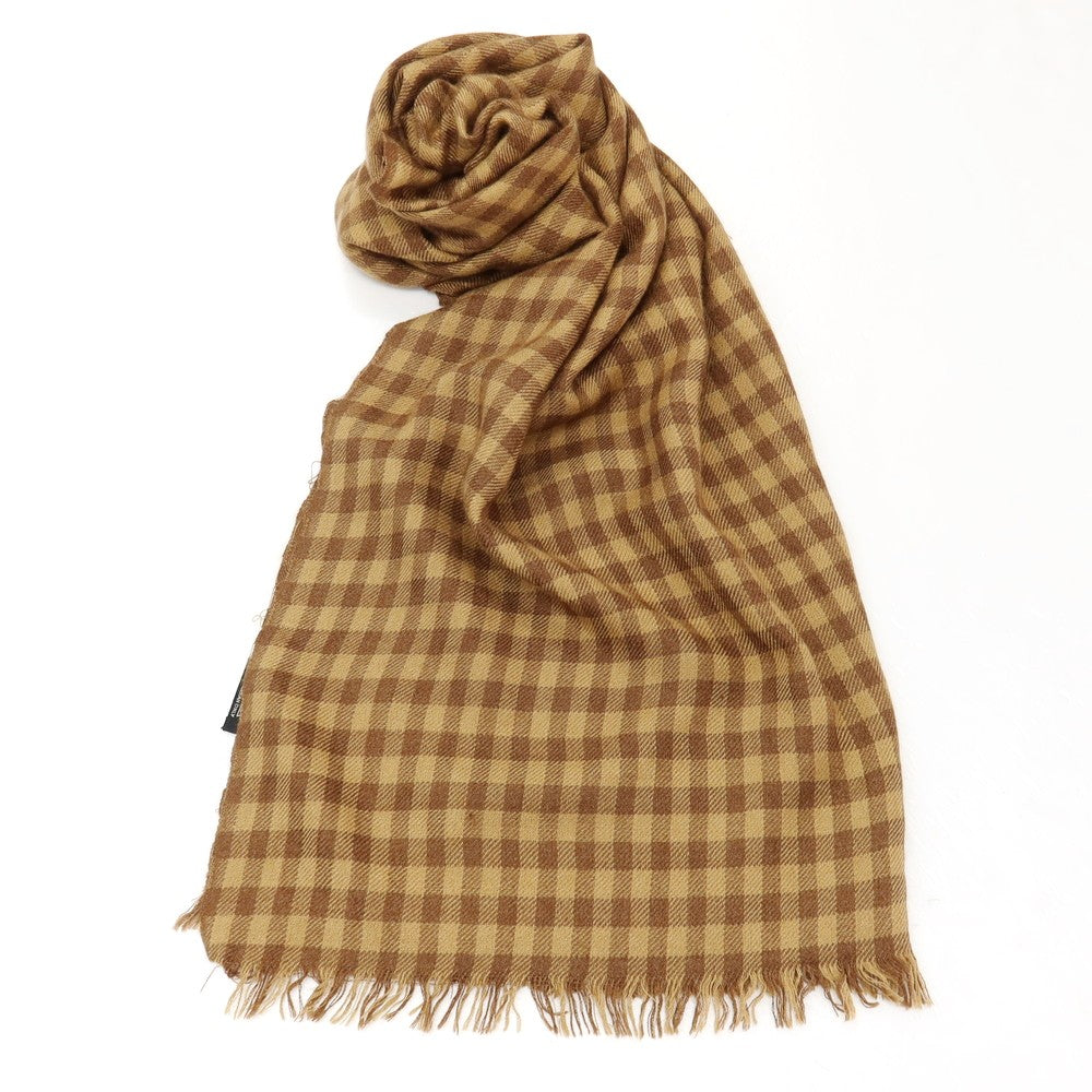 【中古】トムフォード TOM FORD カシミヤシルク チェック ストール キャメルブラウンxブラウン【 状態ランクC 】【 メンズ 】