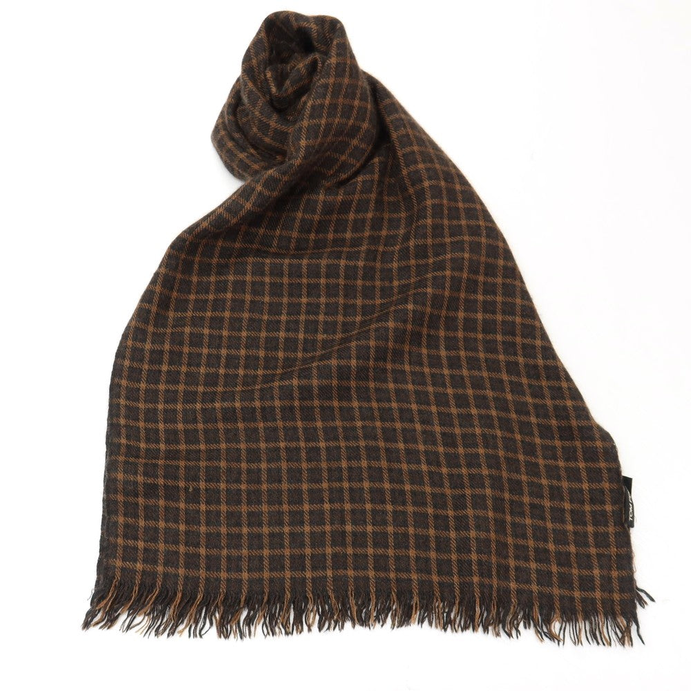 【中古】トムフォード TOM FORD カシミヤシルク チェック ストール ブラックxブラウン【 状態ランクC 】【 メンズ 】