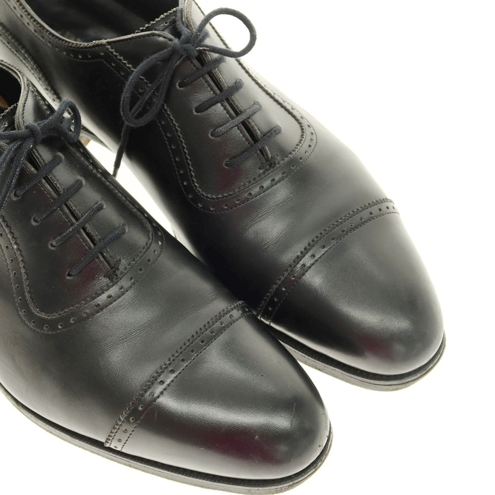 【中古】エドワードグリーン EDWARD GREEN LICHFIELD カーフ レザー パンチドキャップ ドレスシューズ ブラック【サイズ7E】【 状態ランクC 】【 メンズ 】