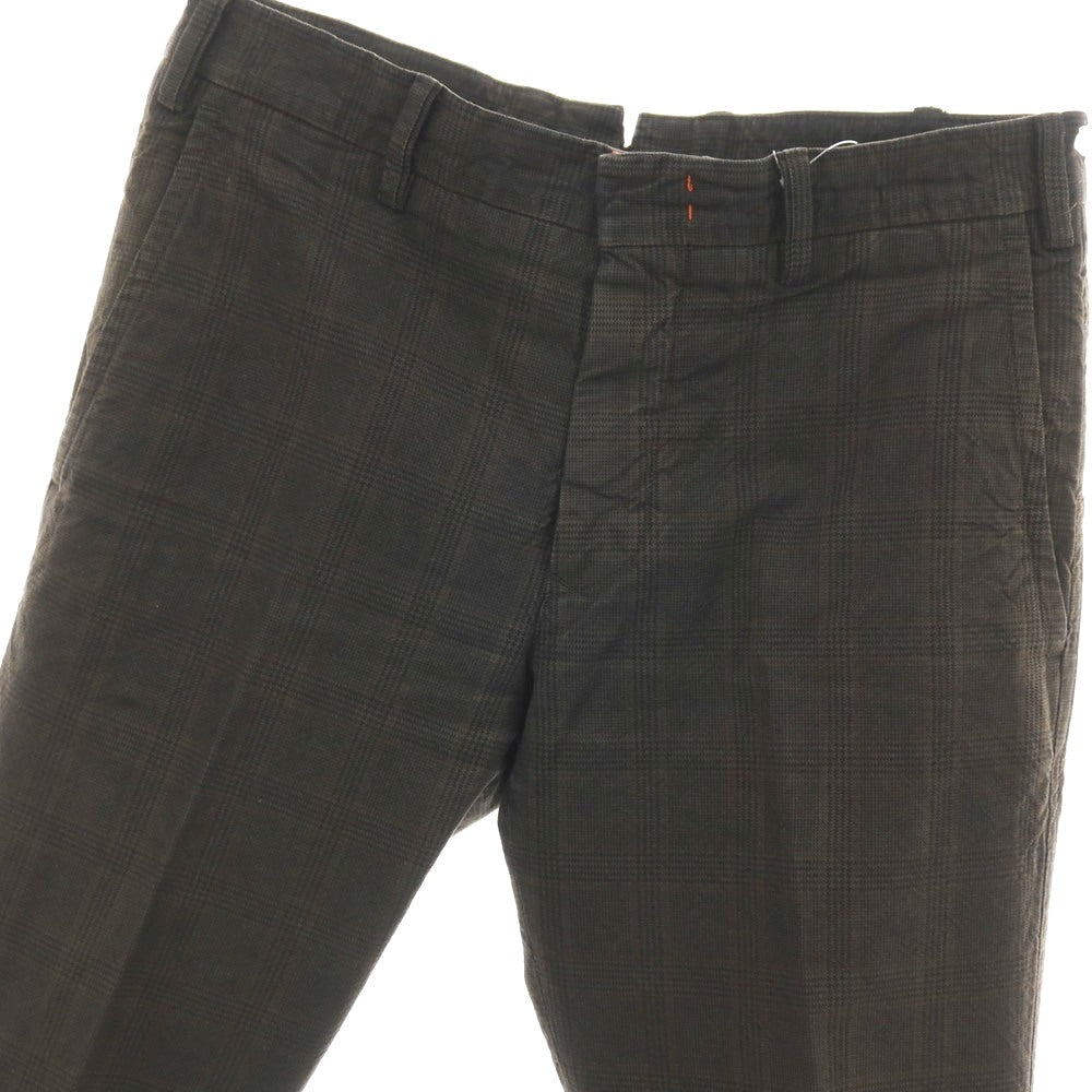 【中古】メトリコ METRICO コットン チェック カジュアルスラックスパンツ カーキ【サイズ48】【 状態ランクC 】【 メンズ 】