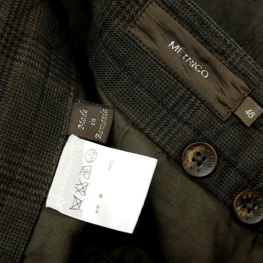 【中古】メトリコ METRICO コットン チェック カジュアルスラックスパンツ カーキ【サイズ48】【 状態ランクC 】【 メンズ 】