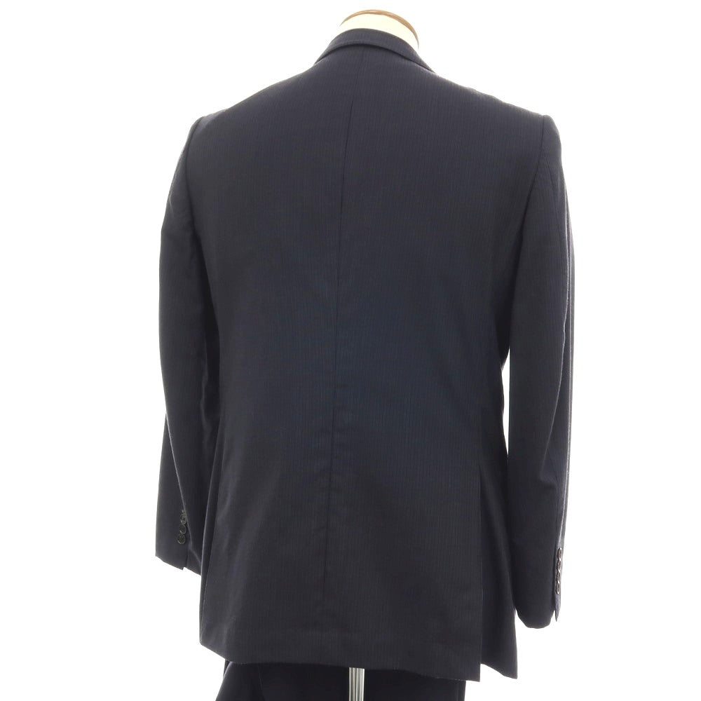 【中古】ポールスチュアート PAUL STUART ウール ピンストライプ 2つボタンスーツ ダークネイビーxホワイト【サイズ46L】【 状態ランクC 】【 メンズ 】