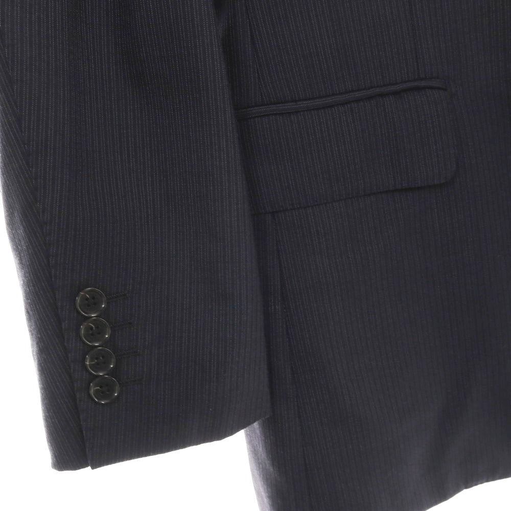【中古】ポールスチュアート PAUL STUART ウール ピンストライプ 2つボタンスーツ ダークネイビーxホワイト【サイズ46L】【 状態ランクC 】【 メンズ 】