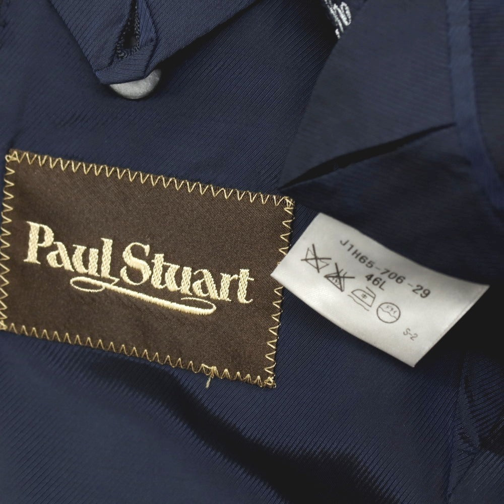 【中古】ポールスチュアート PAUL STUART ウール ピンストライプ 2つボタンスーツ ダークネイビーxホワイト【サイズ46L】【 状態ランクC 】【 メンズ 】
