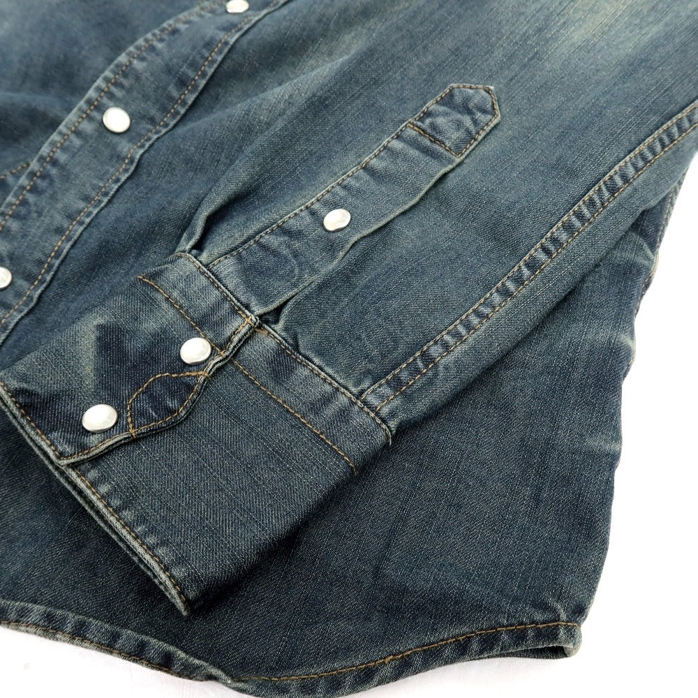 【中古】オールセインツ AllSaints コットン デニム カジュアルシャツ ネイビー【サイズM】【 状態ランクB 】【 メンズ 】