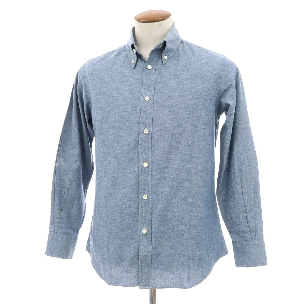 【中古】インディビジュアライズドシャツ INDIVIDUALIZED SHIRTS コットン ボタンダウン カジュアルシャツ ブルー【サイズ表記なし(M位)】【 状態ランクC 】【 メンズ 】