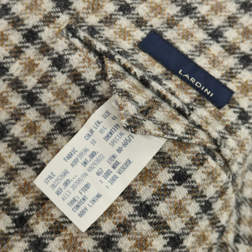 【中古】ラルディーニ LARDINI ウール チェック 3B テーラードジャケット ベージュxブラック【サイズ44】【 状態ランクB 】【 メンズ 】