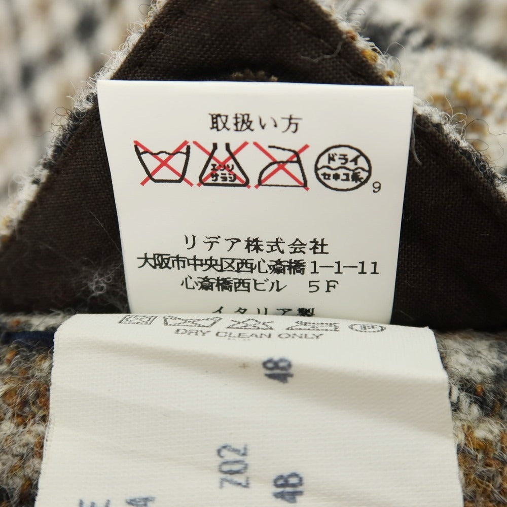 【中古】ラルディーニ LARDINI ウール チェック 3B テーラードジャケット ベージュxブラック【サイズ44】【 状態ランクB 】【 メンズ 】