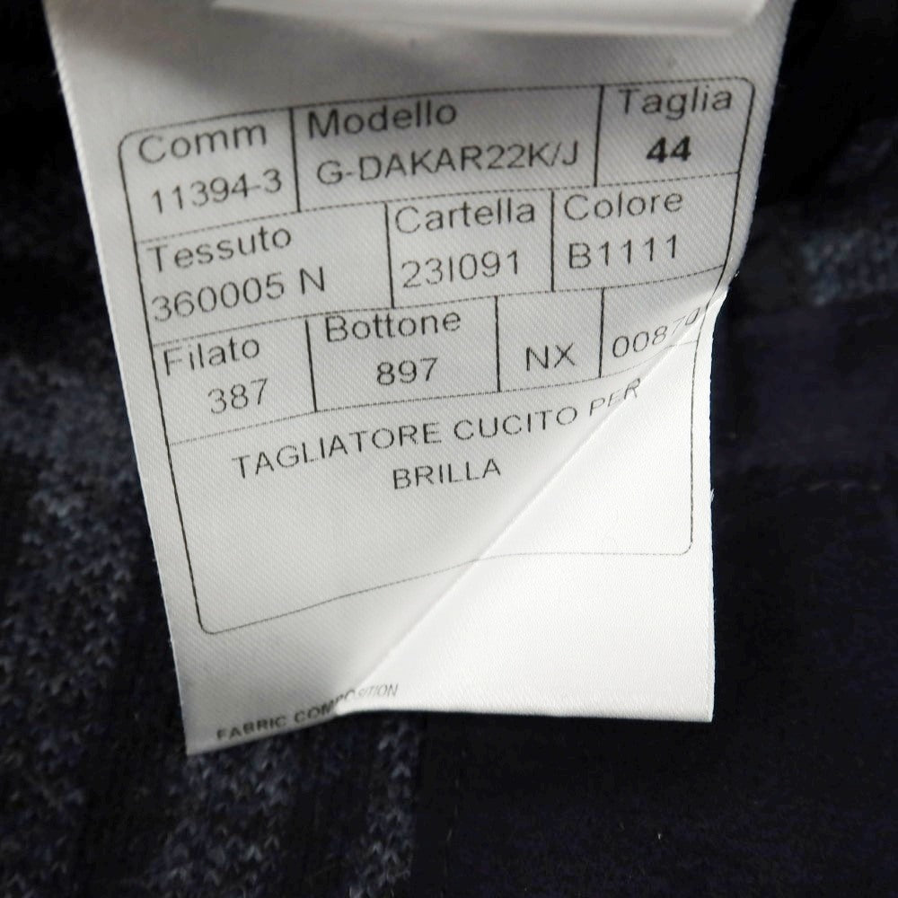 【中古】タリアトーレ TAGLIATORE Brilla per il gusto別注 ジャージー チェック 2B テーラードジャケット ネイビーxブルーグレー【サイズ44】【 状態ランクB 】【 メンズ 】