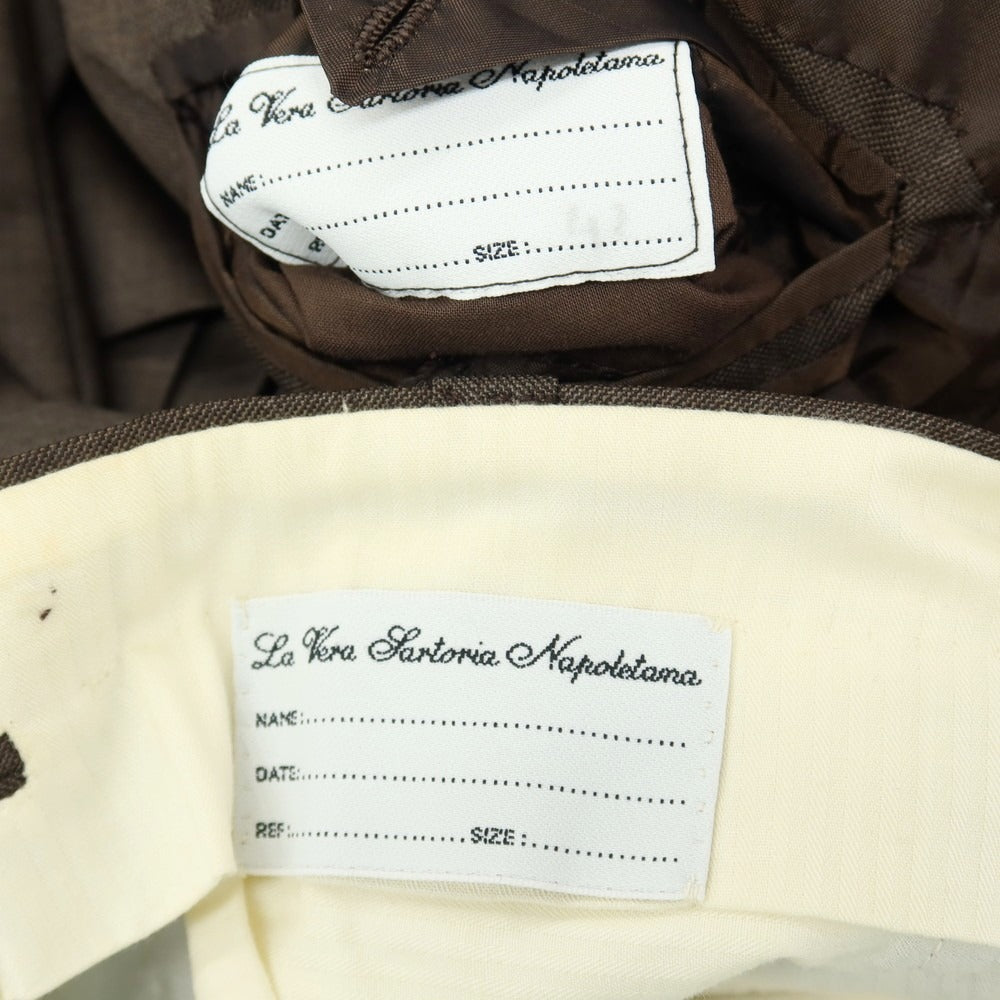 【中古】ラベラ サルトリア ナポレターナ La vera Sartoria Napoletana バージンウール 3つボタンスーツ ブラウン【サイズ上42/下(表記なし)XS位】【 状態ランクC 】【 メンズ 】