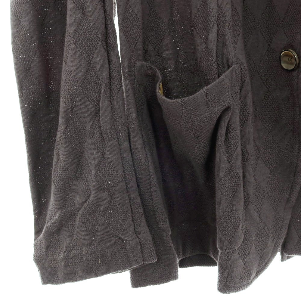 【中古】サンハウス SUN HOUSE コットン ジャカード ダイヤ柄 2B ニットジャケット グレー【サイズ48】【 状態ランクB 】【 メンズ 】