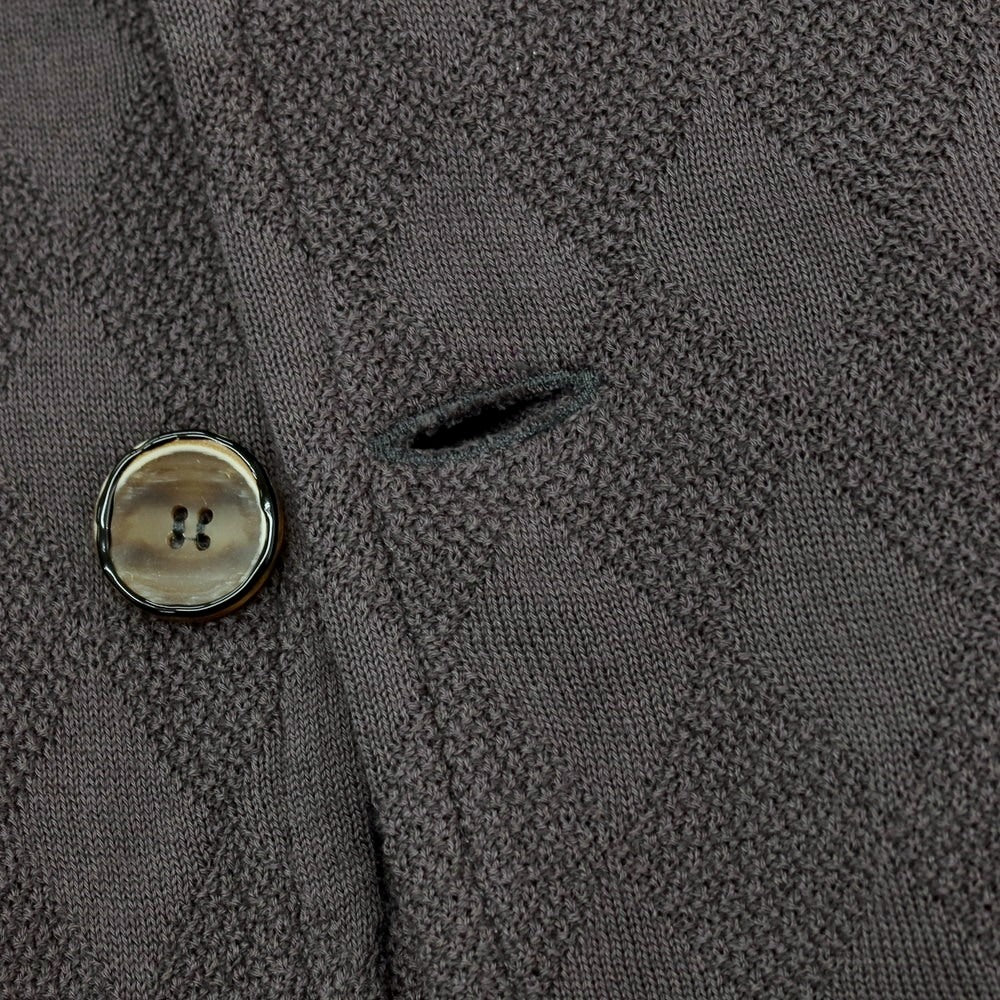 【中古】サンハウス SUN HOUSE コットン ジャカード ダイヤ柄 2B ニットジャケット グレー【サイズ48】【 状態ランクB 】【 メンズ 】