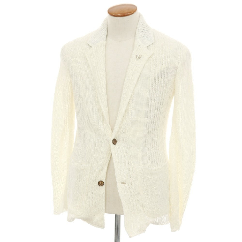 【中古】サンハウス SUN HOUSE リネン 2B ニットジャケット ホワイト【サイズ48】【 状態ランクB 】【 メンズ 】