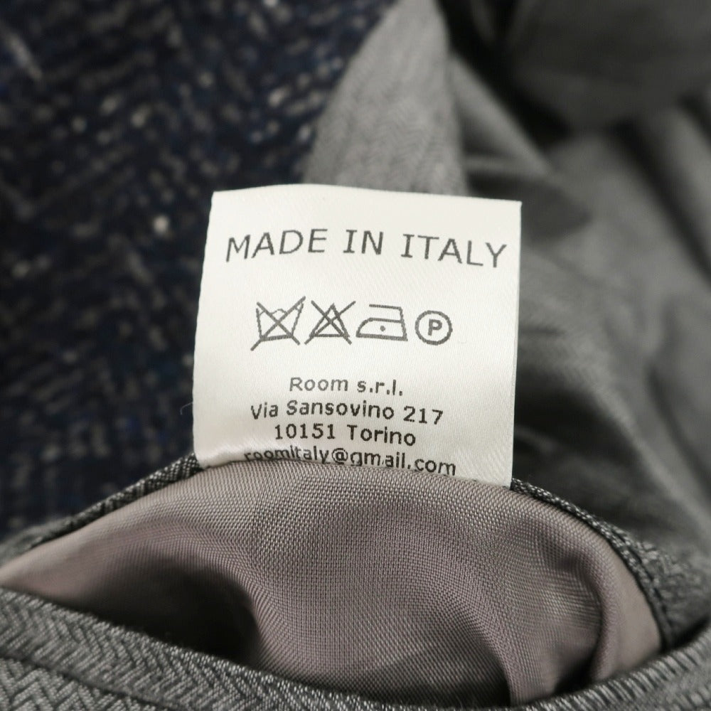 【中古】ミスターリックテイラー Mr.Rick Tailor ウールナイロンポリエステル ヘリンボーン ダブルブレストコート ネイビーxグレー【サイズ46】【 状態ランクA 】【 メンズ 】