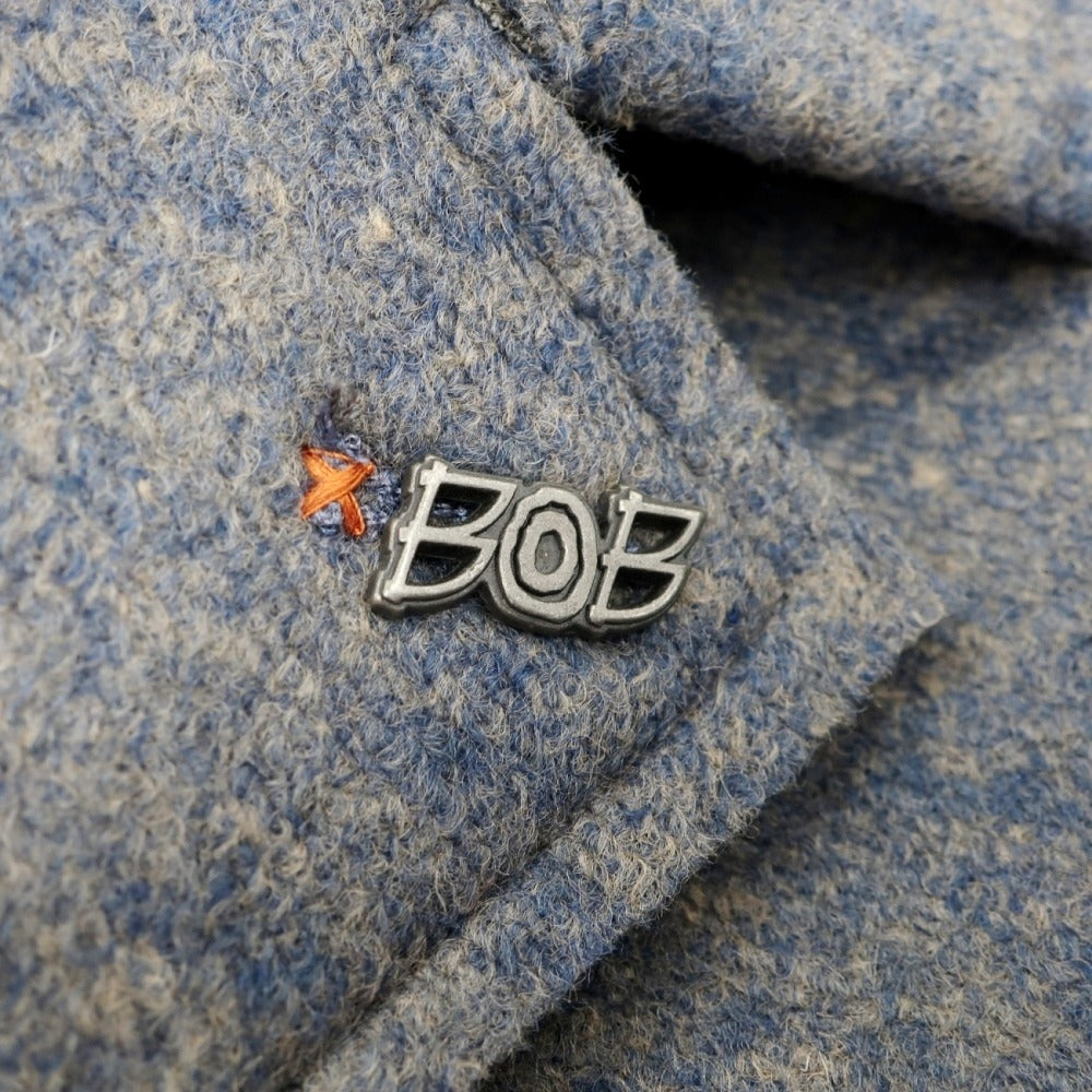 【中古】【未使用】ボブ BOB ストレッチ ポリエステルアクリルウール ボンディング チェスターフィールドコート ブルーxベージュ【サイズ48】【 状態ランクS 】【 メンズ 】