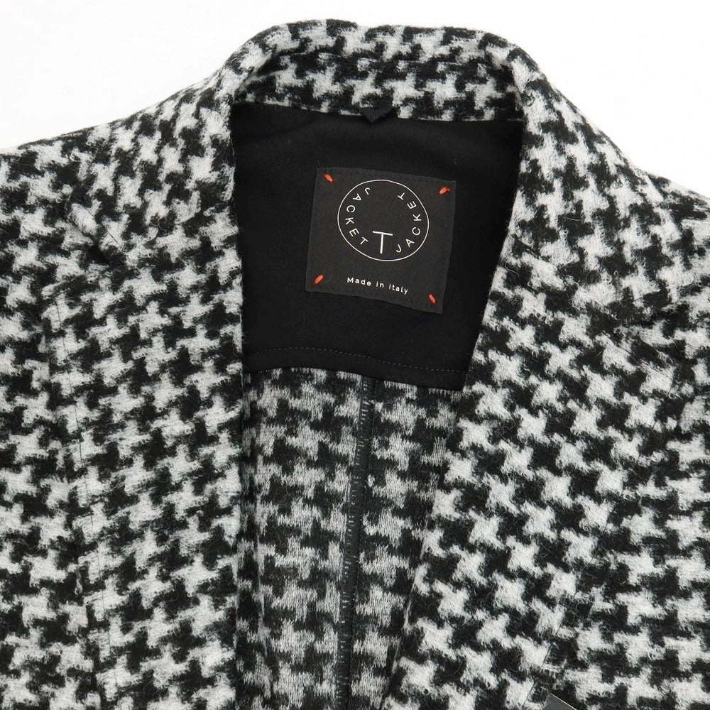 【中古】【未使用】ティージャケット T-JACKET ウール混 ジャージー ハウンドトゥース 手裏剣千鳥 2B カジュアルジャケット ブラックxホワイト【サイズM】【 状態ランクS 】【 メンズ 】