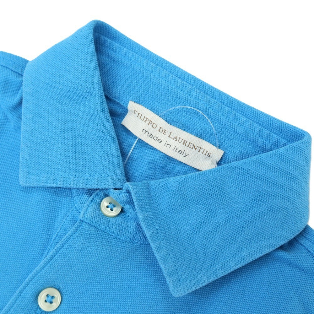 【SALE30%OFF/返品不可】【中古】フィリッポ デ ローレンティス FILIPPO DE LAURENTIIS コットン 鹿の子 半袖ポロシャツ スカイブルー【 サイズ48 】【 状態ランクC 】【 メンズ 】