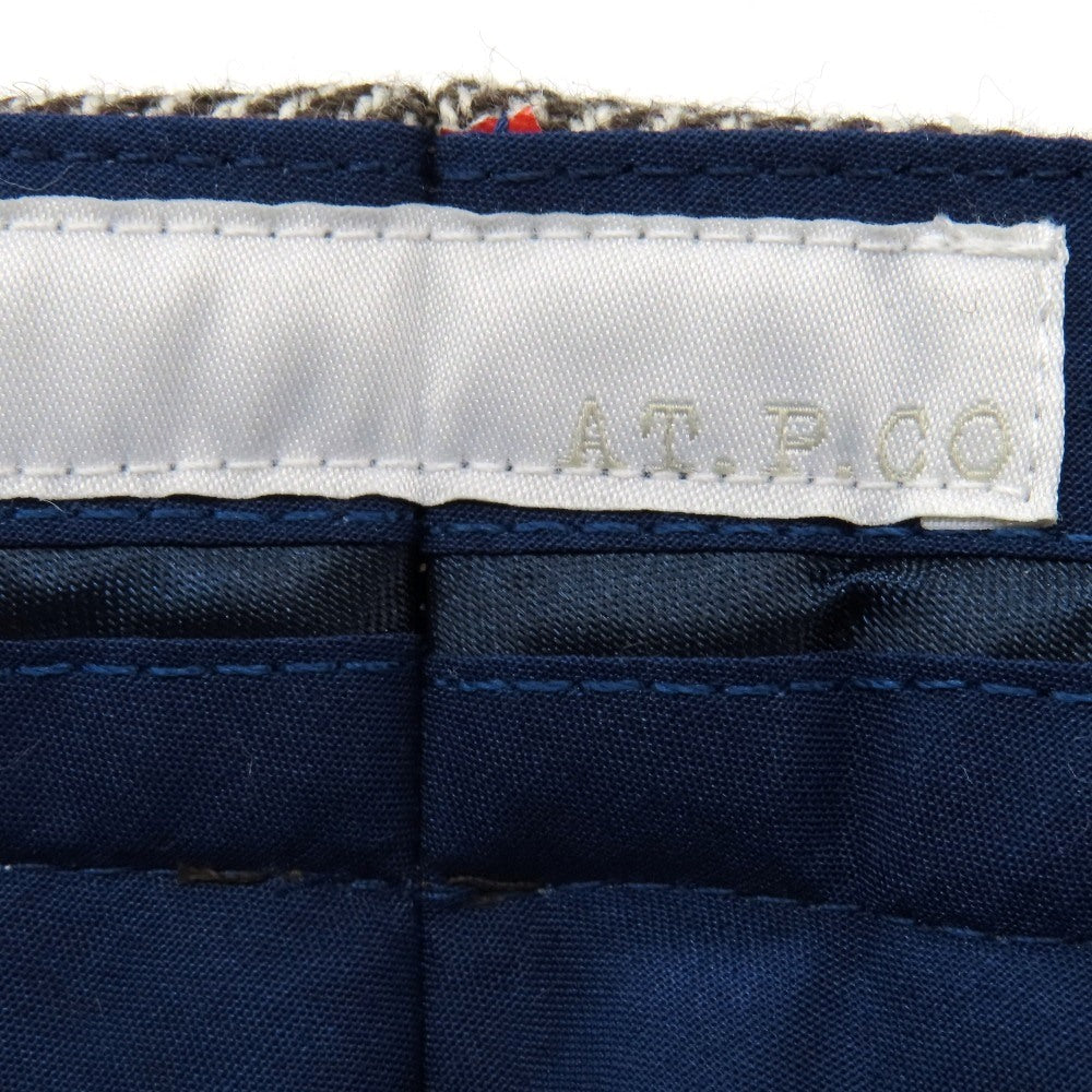 【中古】アティピコ AT.P.CO JACK ウールポリエステルコットン ヘリンボーン カジュアルスラックスパンツ ブラウンxホワイト【サイズ48】【 状態ランクB 】【 メンズ 】