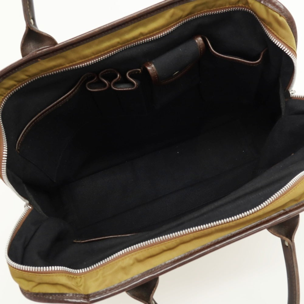 【中古】フェリージ Felisi 8637-2 ナイロン レザー ブリーフケース イエローグリーンxダークブラウン【 状態ランクC 】【 メンズ 】