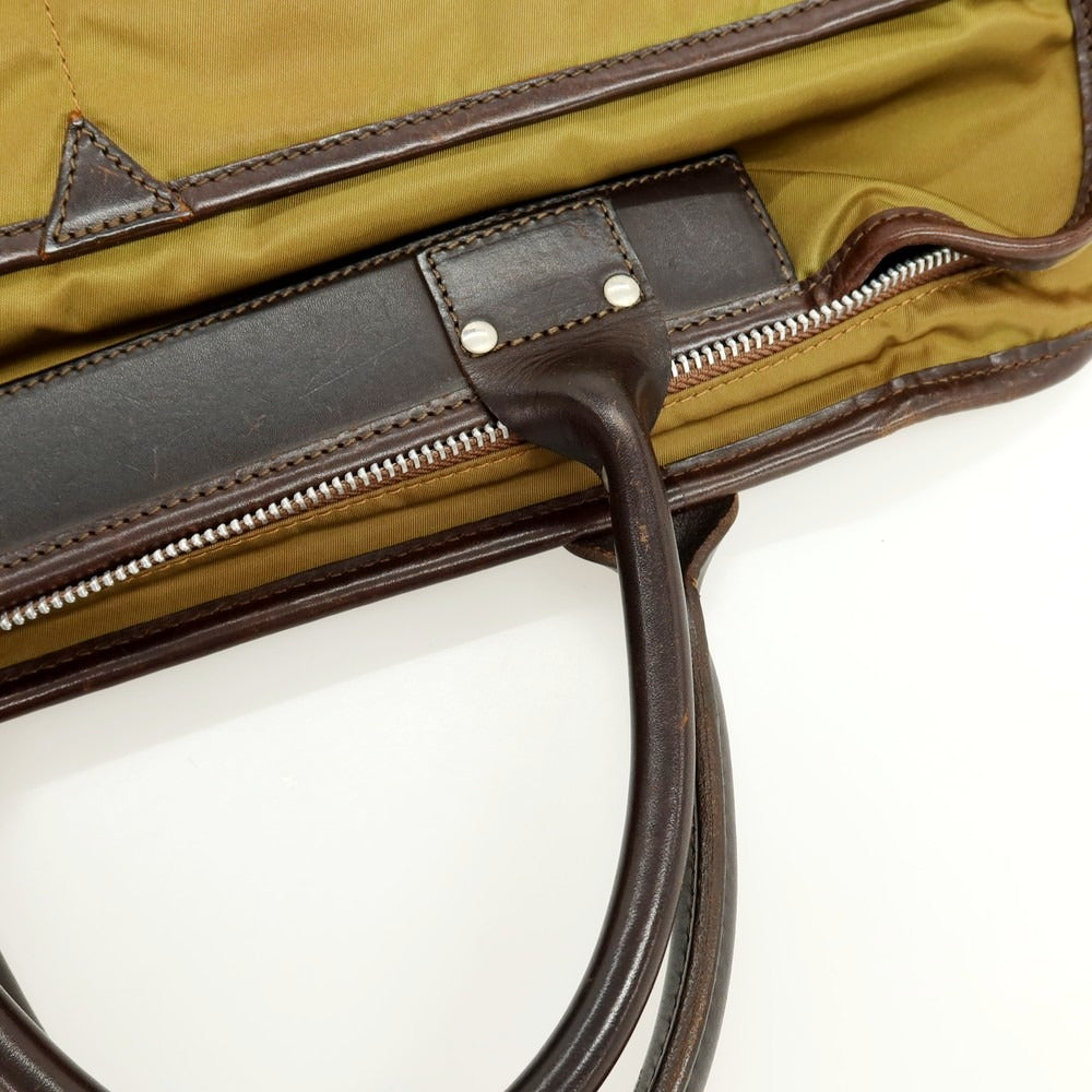 【中古】フェリージ Felisi 8637-2 ナイロン レザー ブリーフケース イエローグリーンxダークブラウン【 状態ランクC 】【 メンズ 】
