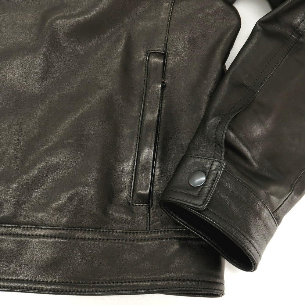 【中古】エンメティ EMMETI ラムスキン レザー シングルライダースジャケット ブラック【サイズ50】【 状態ランクB 】【 メンズ 】