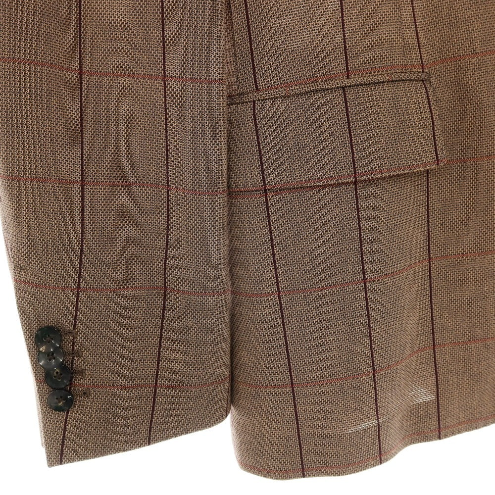 【中古】ラルディーニ LARDINI コットン チェック ピークドラペル 2B テーラードジャケット ブラウン【サイズ50】【 状態ランクA 】【 メンズ 】