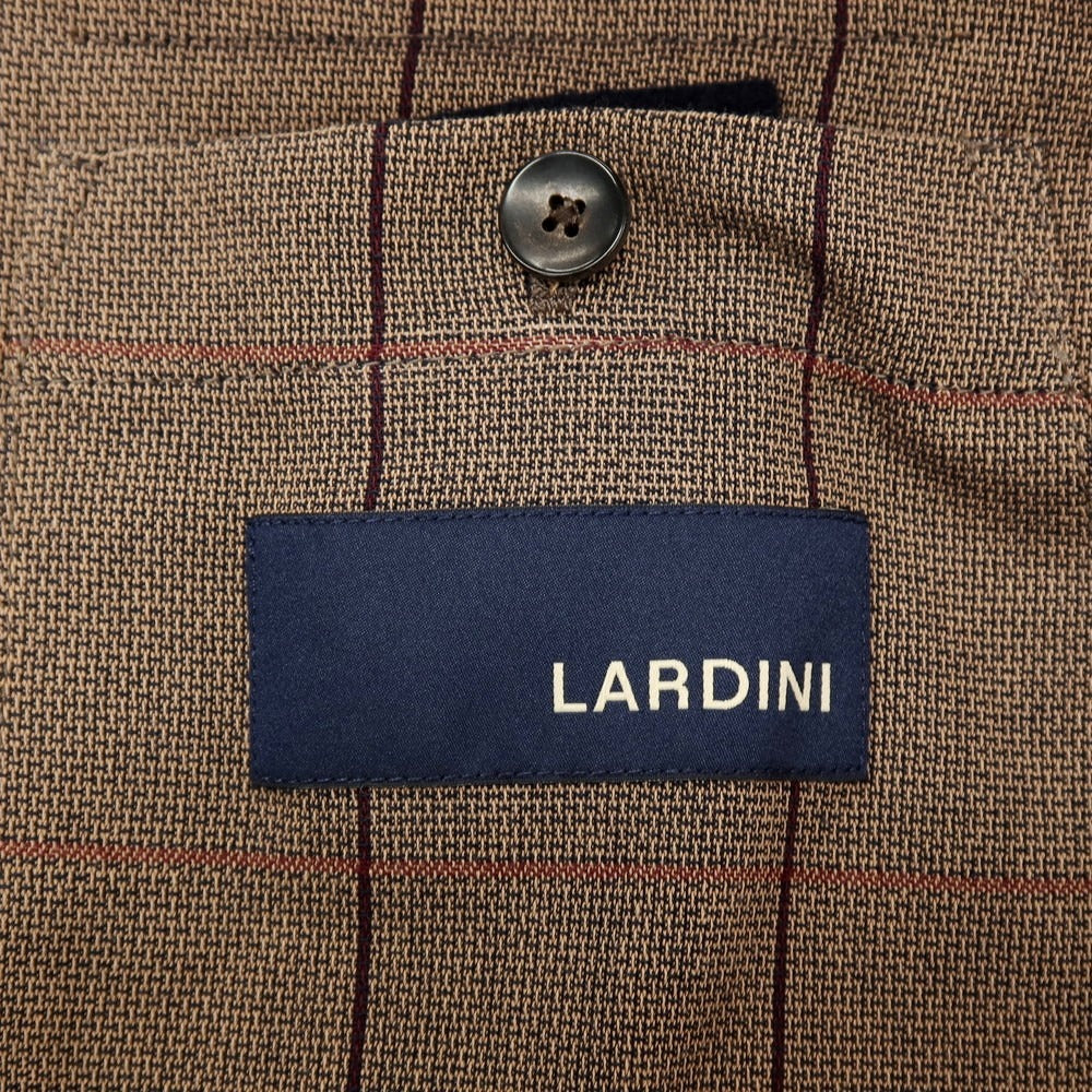【中古】ラルディーニ LARDINI コットン チェック ピークドラペル 2B テーラードジャケット ブラウン【サイズ50】【 状態ランクA 】【 メンズ 】