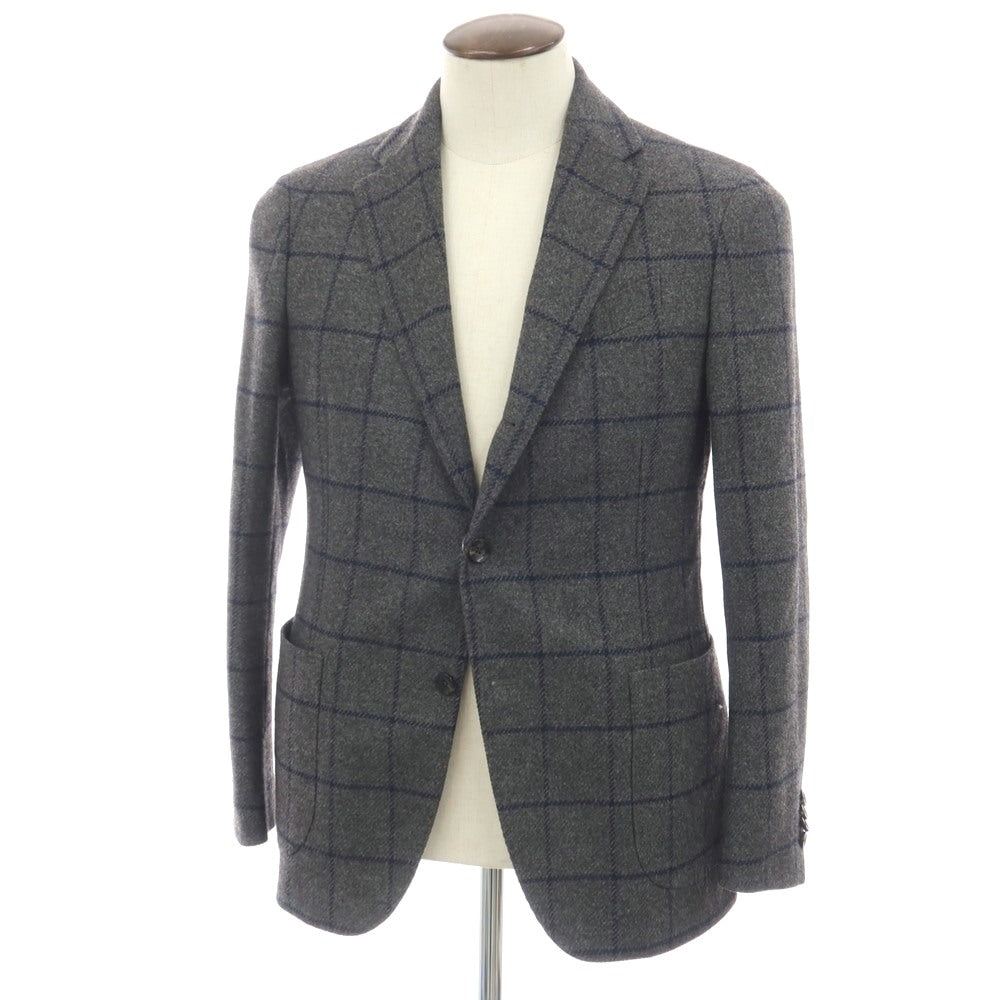 【中古】ラルディーニ LARDINI ウール ウィンドウペーンチェック 3B テーラードジャケット グレーxネイビー【サイズ50】【 状態ランクA 】【 メンズ 】