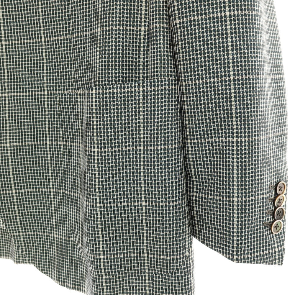 【中古】エリコフォルミコラ ERRICO FORMICOLA Vela ウールモヘヤシルク チェック 3B テーラードジャケット グリーン【サイズ50】【 状態ランクC 】【 メンズ 】