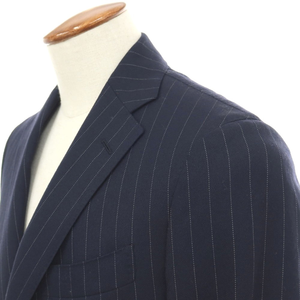【中古】ラルディーニ LARDINI ウール ピンストライプ 3つボタンスーツ ネイビー【サイズ48】【 状態ランクD 】【 メンズ 】