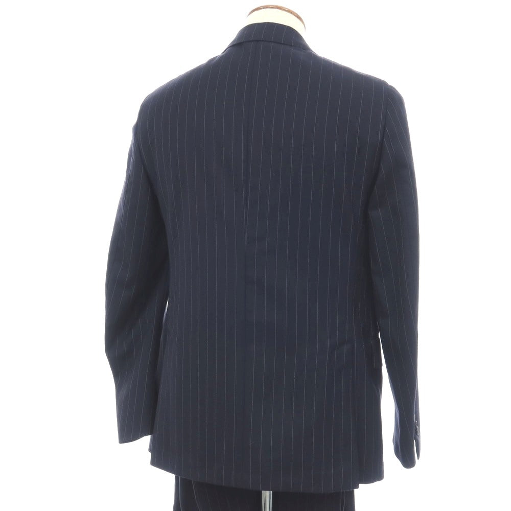 【中古】ラルディーニ LARDINI ウール ピンストライプ 3つボタンスーツ ネイビー【サイズ48】【 状態ランクD 】【 メンズ 】