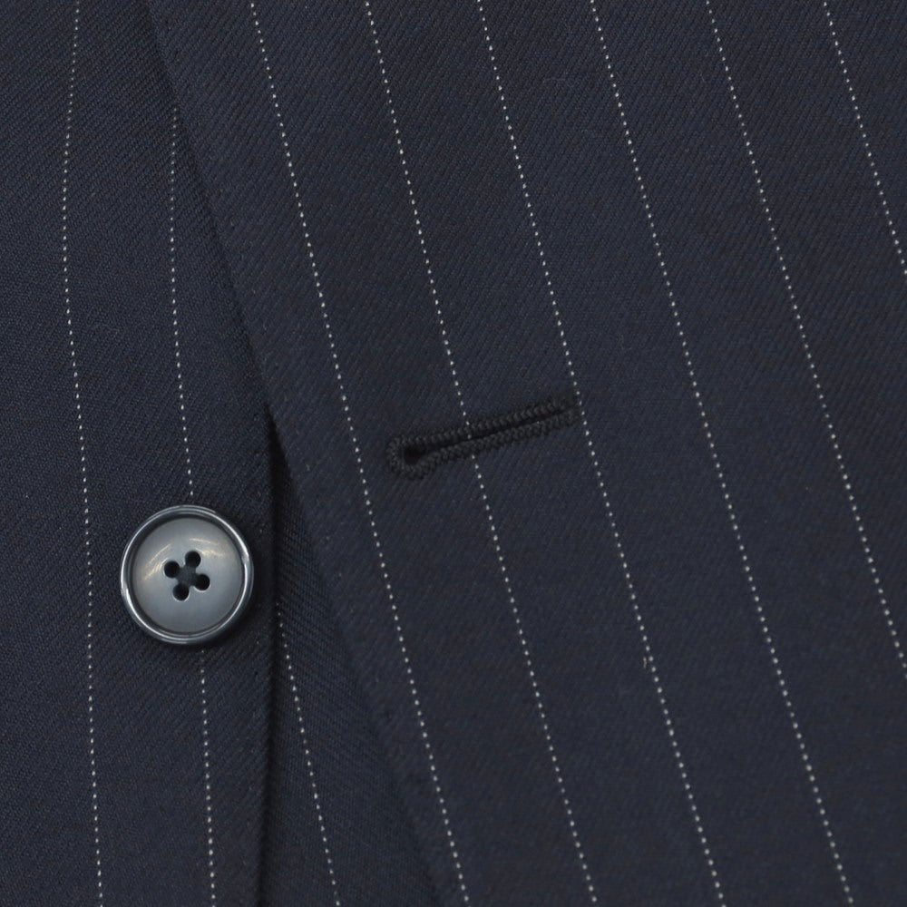【中古】ラルディーニ LARDINI ウール ピンストライプ 3つボタンスーツ ネイビー【サイズ48】【 状態ランクD 】【 メンズ 】