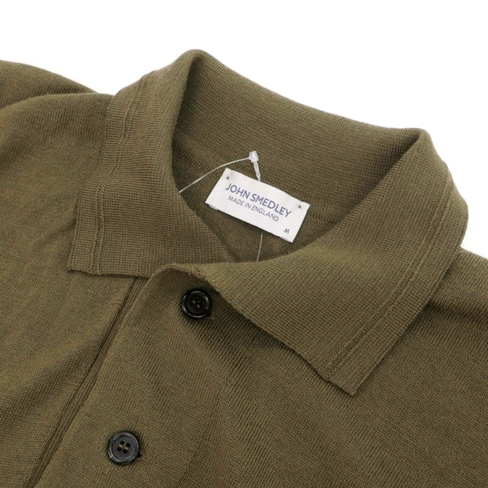 【中古】ジョンスメドレー JOHN SMEDLEY ウール ハイゲージ 長袖 ポロニット オリーブグリーン【サイズM】【 状態ランクB 】【 メンズ 】