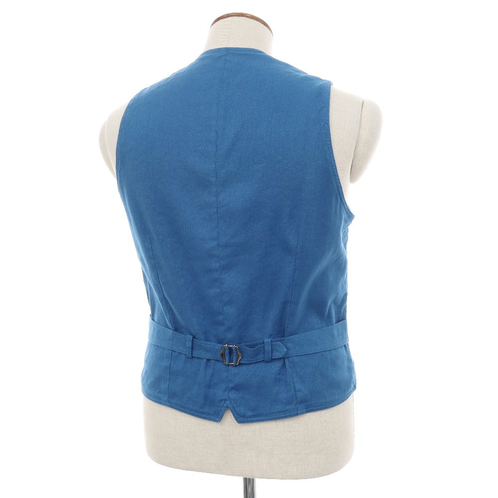 【中古】ラルディーニ LARDINI ストレッチ リネンコットン カジュアル系ジレ ベスト ブルー【サイズ46】【 状態ランクA 】【 メンズ 】