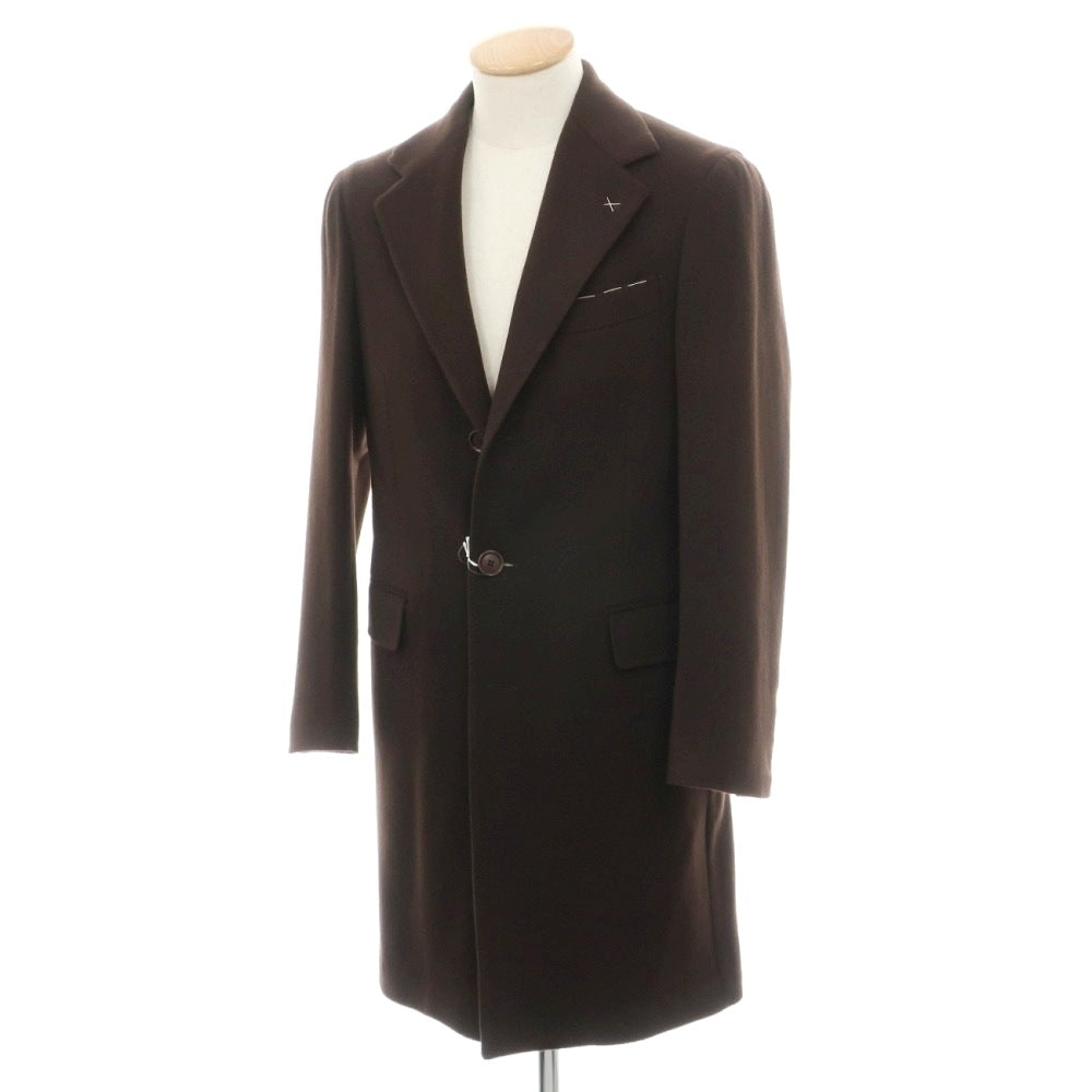 【新品】デペトリロ DE PETRILLO ウールカシミヤ チェスターフィールドコート ダークブラウン【サイズ42 Drop 7】【 状態ランクN 】【 メンズ 】