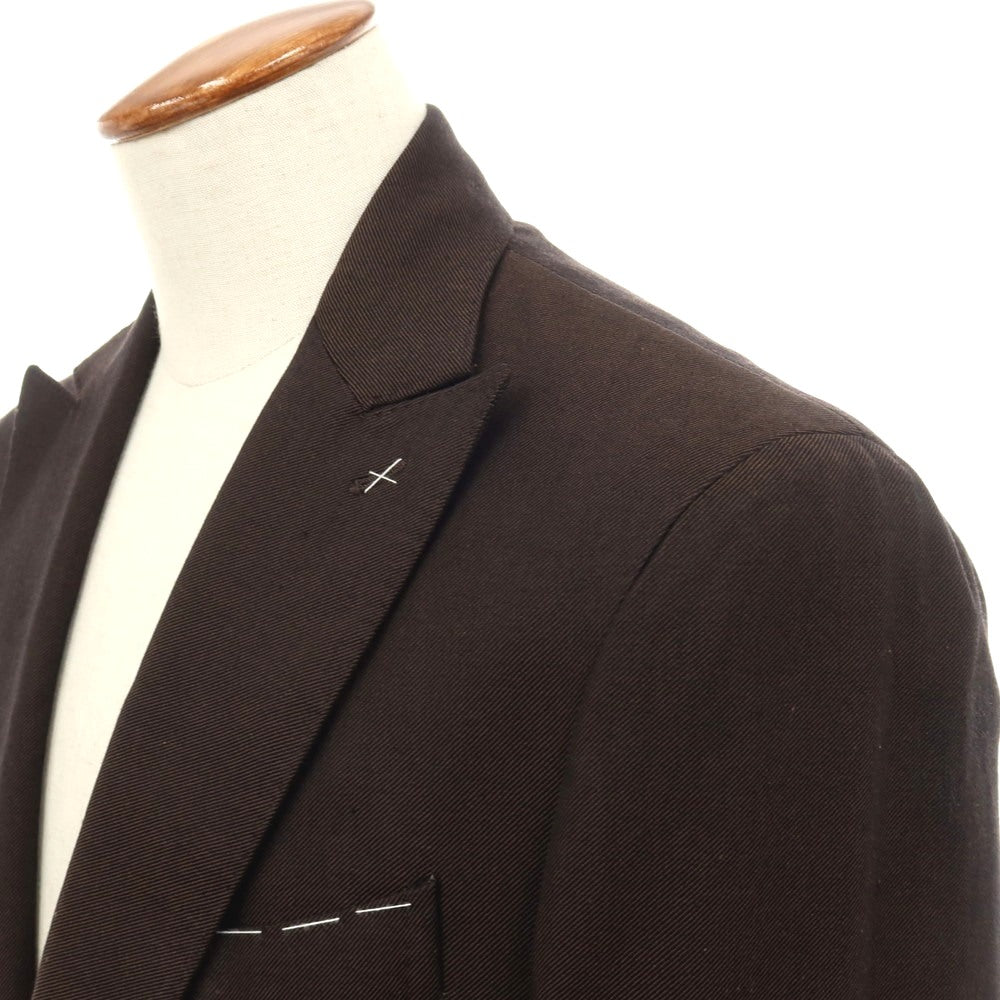 【新品】デペトリロ DE PETRILLO コットンシルク 2つボタンスーツ ダークブラウン【サイズ48 Drop 8】【 状態ランクN 】【 メンズ 】