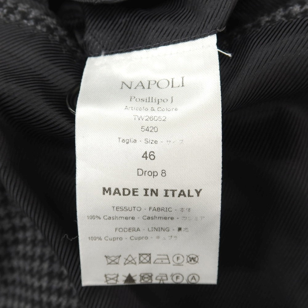 【新品】デペトリロ DE PETRILLO カシミヤ ハウンドトゥース 3B テーラードジャケット グレーxブラック【サイズ46 Drop 8】【 状態ランクN 】【 メンズ 】