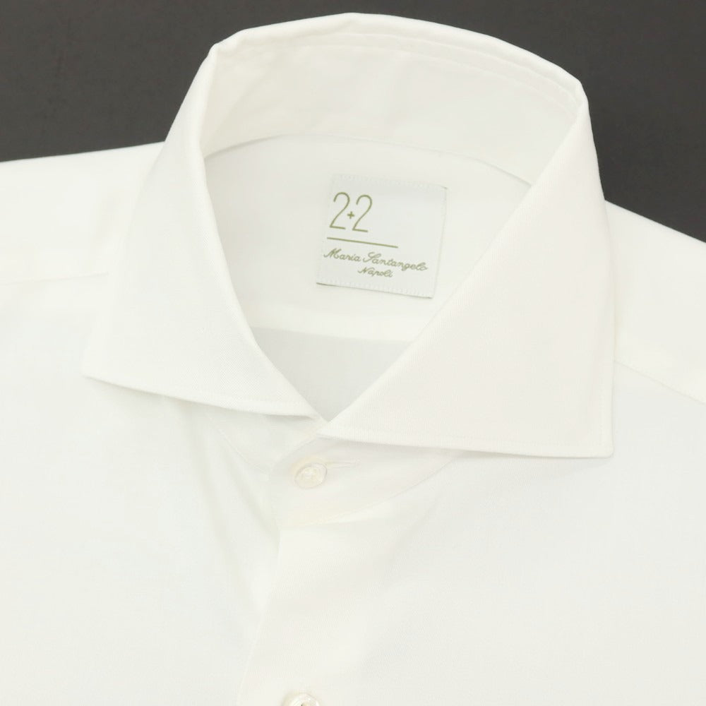 【新品アウトレット】マリアサンタンジェロ Maria Santangelo MARCO コットン ワイドカラー ドレスシャツ ホワイト【サイズ42】【 状態ランクN- 】【 メンズ 】
