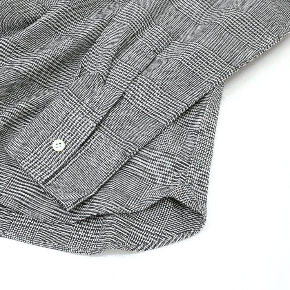 【新品】マリアサンタンジェロ Maria Santangelo ASPEN 起毛コットンリヨセル グレンチェック オープンカラー シャツ ブラックxホワイト【サイズXS】【 状態ランクN 】【 メンズ 】