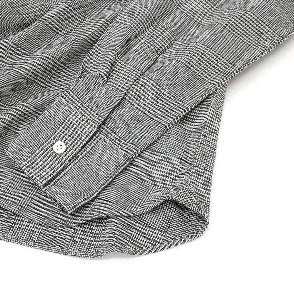 【新品】マリアサンタンジェロ Maria Santangelo ASPEN 起毛コットンリヨセル グレンチェック オープンカラー シャツ ブラックxホワイト【サイズS】【 状態ランクN 】【 メンズ 】