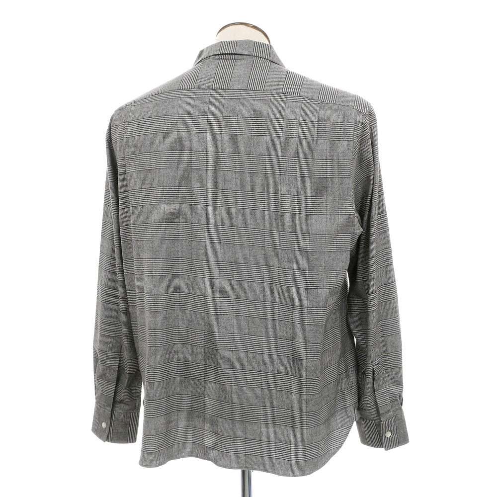 【新品】マリアサンタンジェロ Maria Santangelo ASPEN 起毛コットンリヨセル グレンチェック オープンカラー シャツ ブラックxホワイト【サイズL】【 状態ランクN 】【 メンズ 】